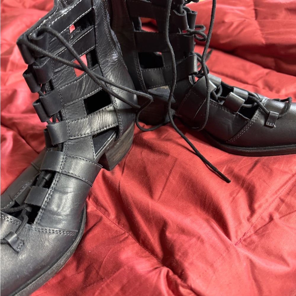 Free People Black Leather Women's Booties